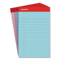 Universal Perforated Ruled Writing Pads, Narrow Rule, Red Headband, 50 Assorted Pastels 5 x 8 Sheets, 6/Pack (63016)