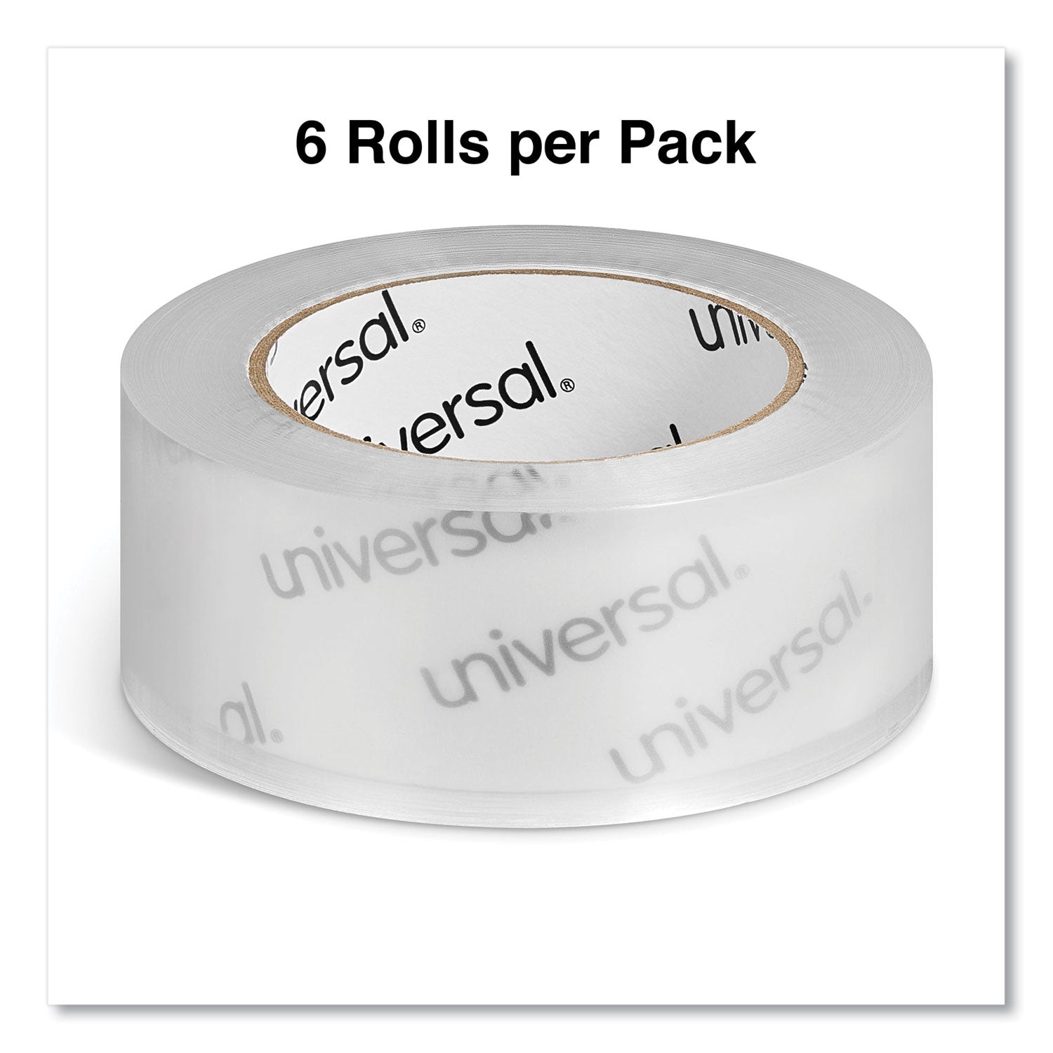 Universal Quiet Tape Box Sealing Tape, 3" Core, 1.88" x 109 yds, Clear, 6/Pack (73000)