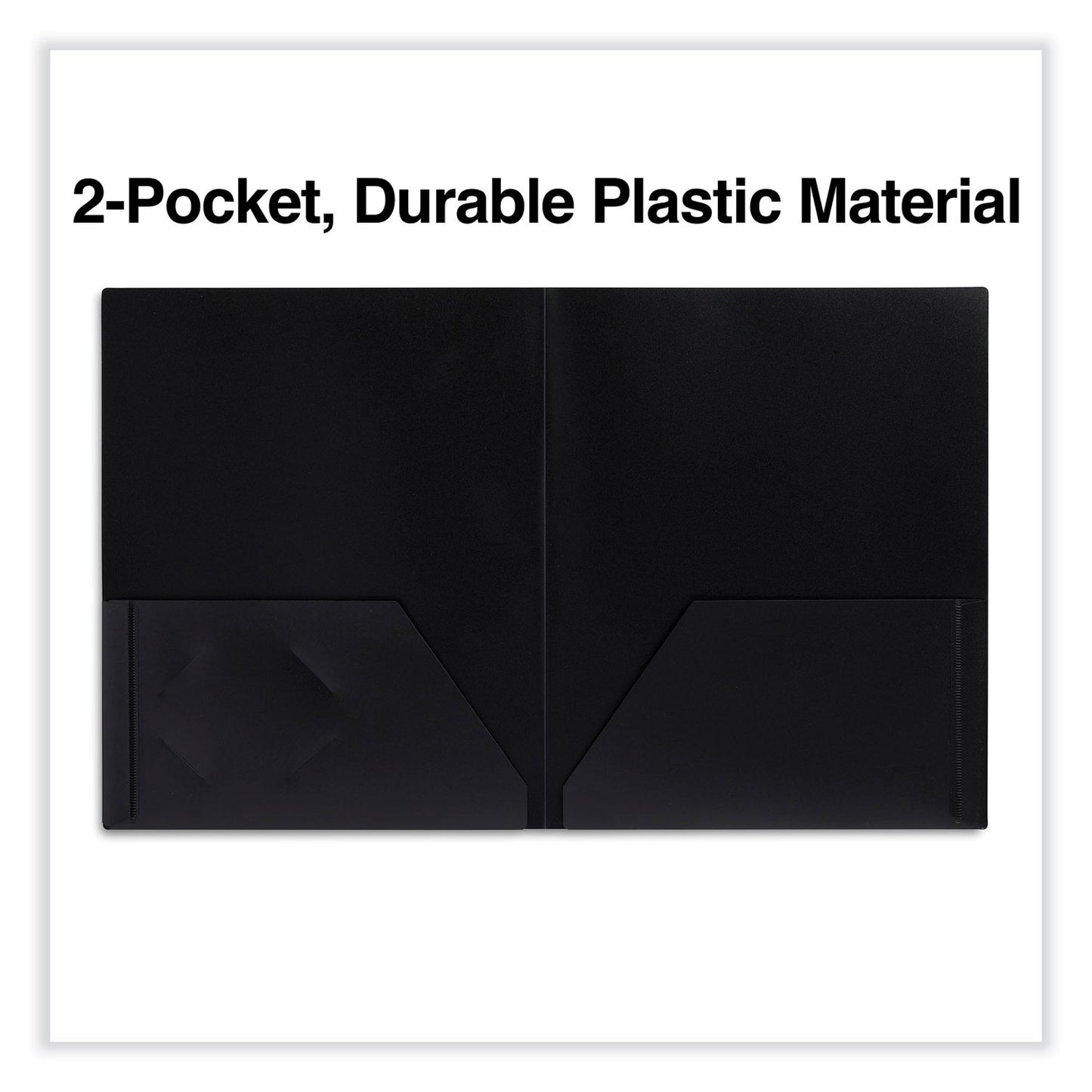 Universal Two-Pocket Plastic Folders, 100-Sheet Capacity, 11 x 8.5, Black, 10/Pack (20540)