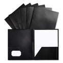 Universal Two-Pocket Plastic Folders, 100-Sheet Capacity, 11 x 8.5, Black, 10/Pack (20540)