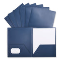 Universal Two-Pocket Plastic Folders, 100-Sheet Capacity, 11 x 8.5, Navy Blue, 10/Pack (20541)