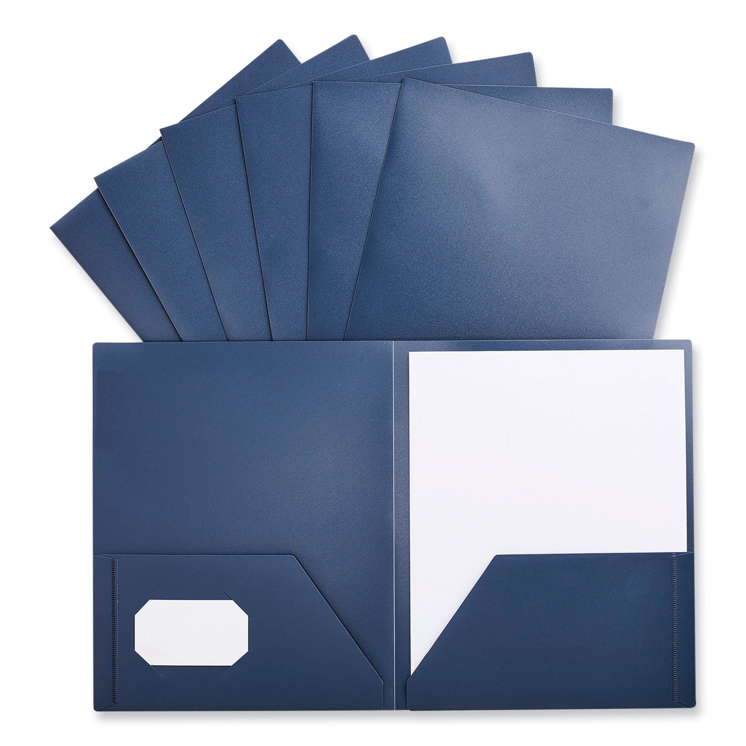 Universal Two-Pocket Plastic Folders, 100-Sheet Capacity, 11 x 8.5, Navy Blue, 10/Pack (20541)