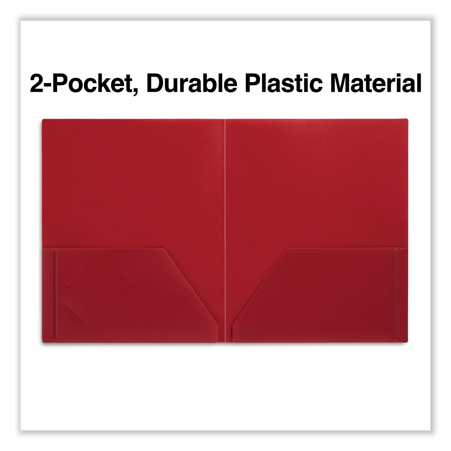 Universal Two-Pocket Plastic Folders, 100-Sheet Capacity, 11 x 8.5, Red, 10/Pack (20543)