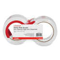 Universal Heavy-Duty Acrylic Box Sealing Tape with Dispenser, 3" Core, 1.88" x 54.6 yds, Clear, 2/Pack (31102)