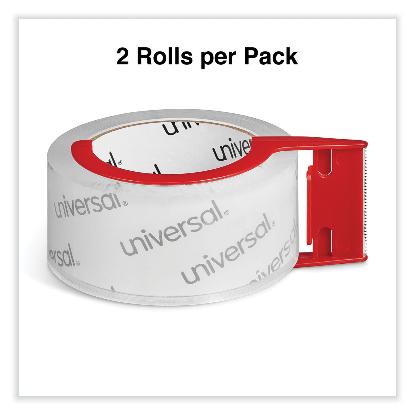 Universal Heavy-Duty Acrylic Box Sealing Tape with Dispenser, 3" Core, 1.88" x 54.6 yds, Clear, 2/Pack (31102)