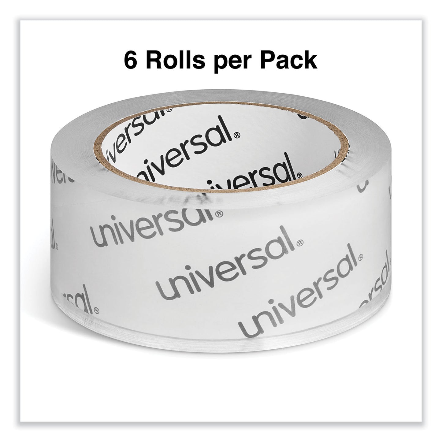 Universal Heavy-Duty Acrylic Box Sealing Tape, 3" Core, 1.88" x 54.6 yds, Clear, 6/Pack (33100)