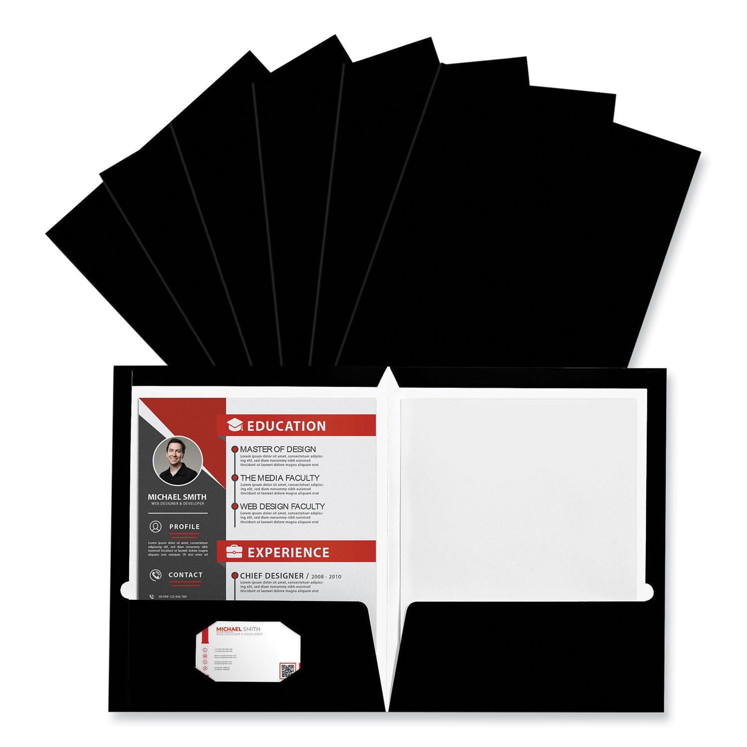 Universal Laminated Two-Pocket Folder, Cardboard Paper, 100-Sheet Capacity, 11 x 8.5, Black, 25/Box (56416)