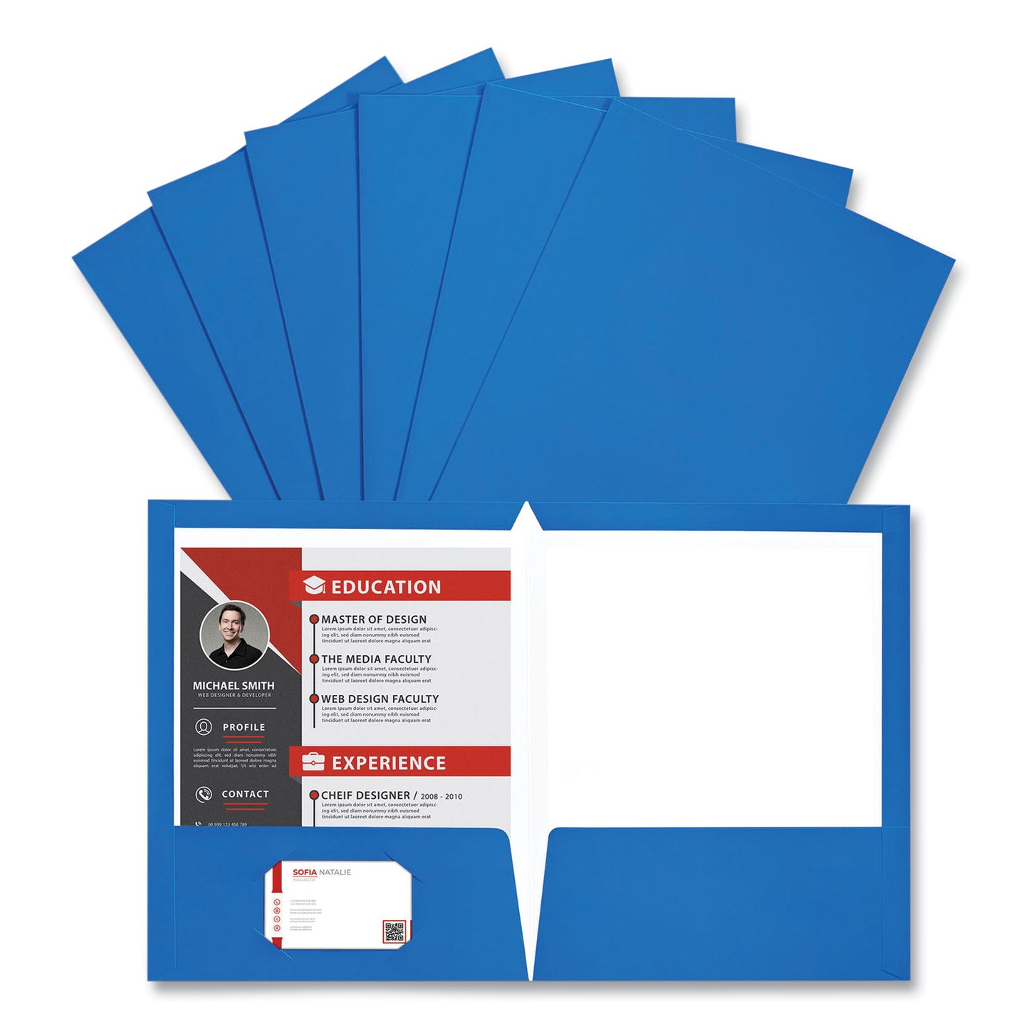 Universal Laminated Two-Pocket Folder, Cardboard Paper, 100-Sheet Capacity, 11 x 8.5, Blue, 25/Box (56419)