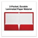 Universal Laminated Two-Pocket Folder, Cardboard Paper, 100-Sheet Capacity, 11 x 8.5, Red, 25/Box (56420)