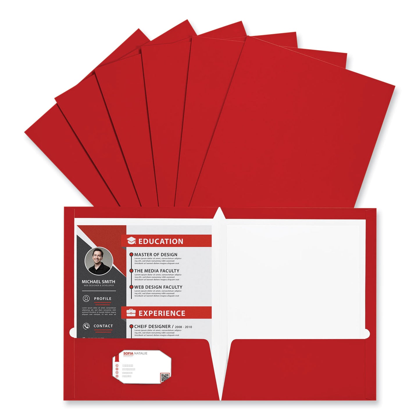 Universal Laminated Two-Pocket Folder, Cardboard Paper, 100-Sheet Capacity, 11 x 8.5, Red, 25/Box (56420)