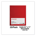 Universal Laminated Two-Pocket Folder, Cardboard Paper, 100-Sheet Capacity, 11 x 8.5, Red, 25/Box (56420)