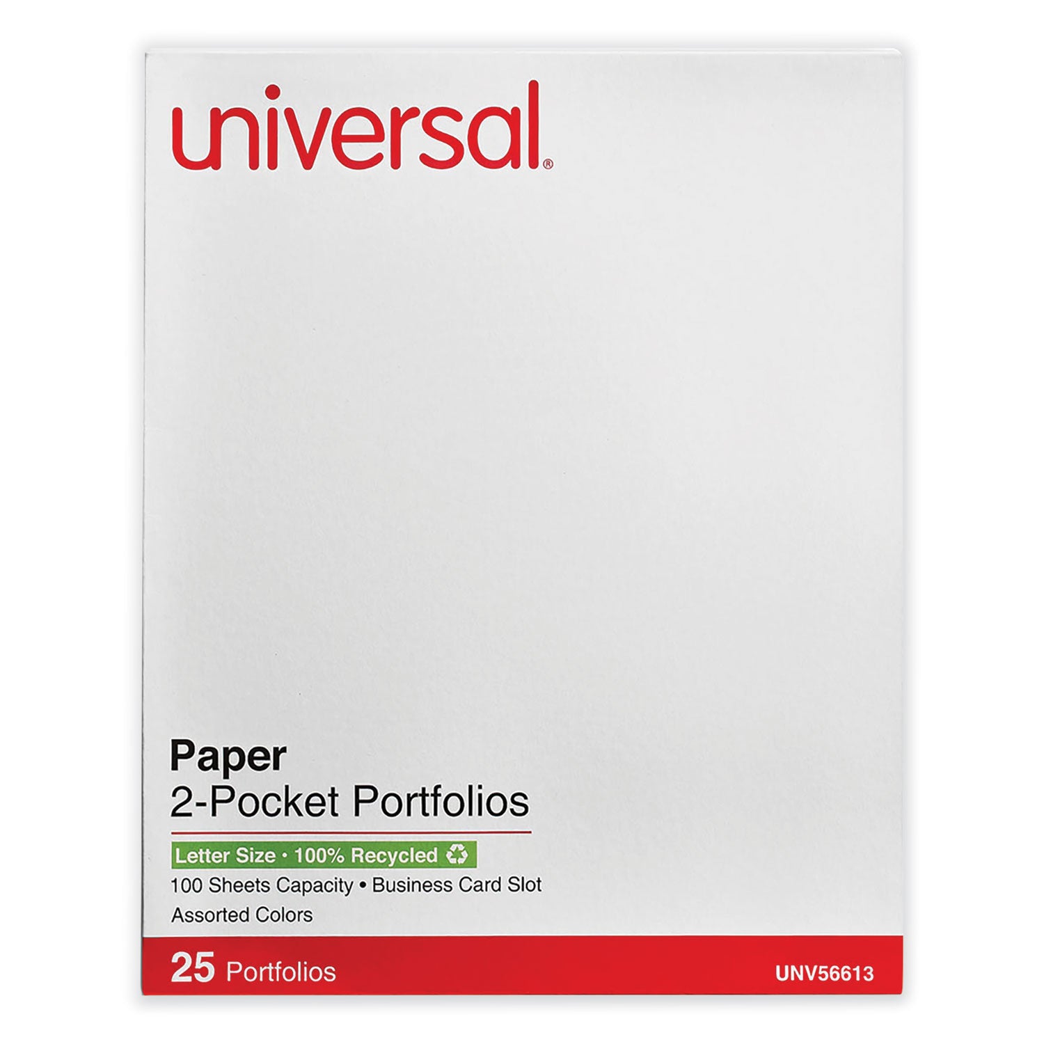 Universal Two-Pocket Portfolio, Embossed Leather Grain Paper, 11 x 8.5, Assorted Colors, 25/Box (56613)