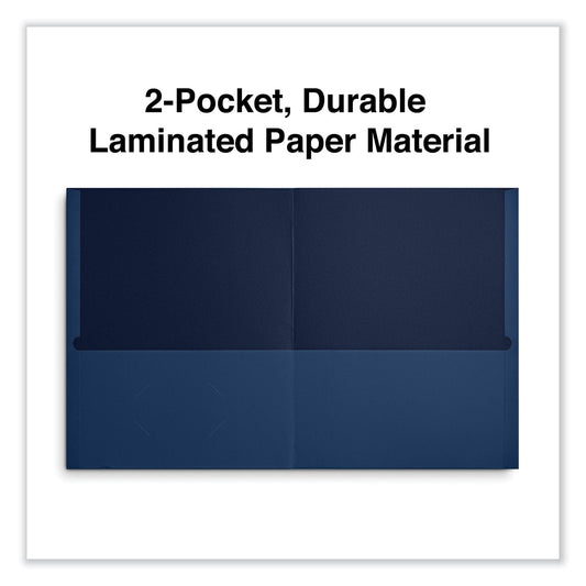 Universal Two-Pocket Portfolio, Embossed Leather Grain Paper, 11 x 8.5, Dark Blue, 25/Box (56638)