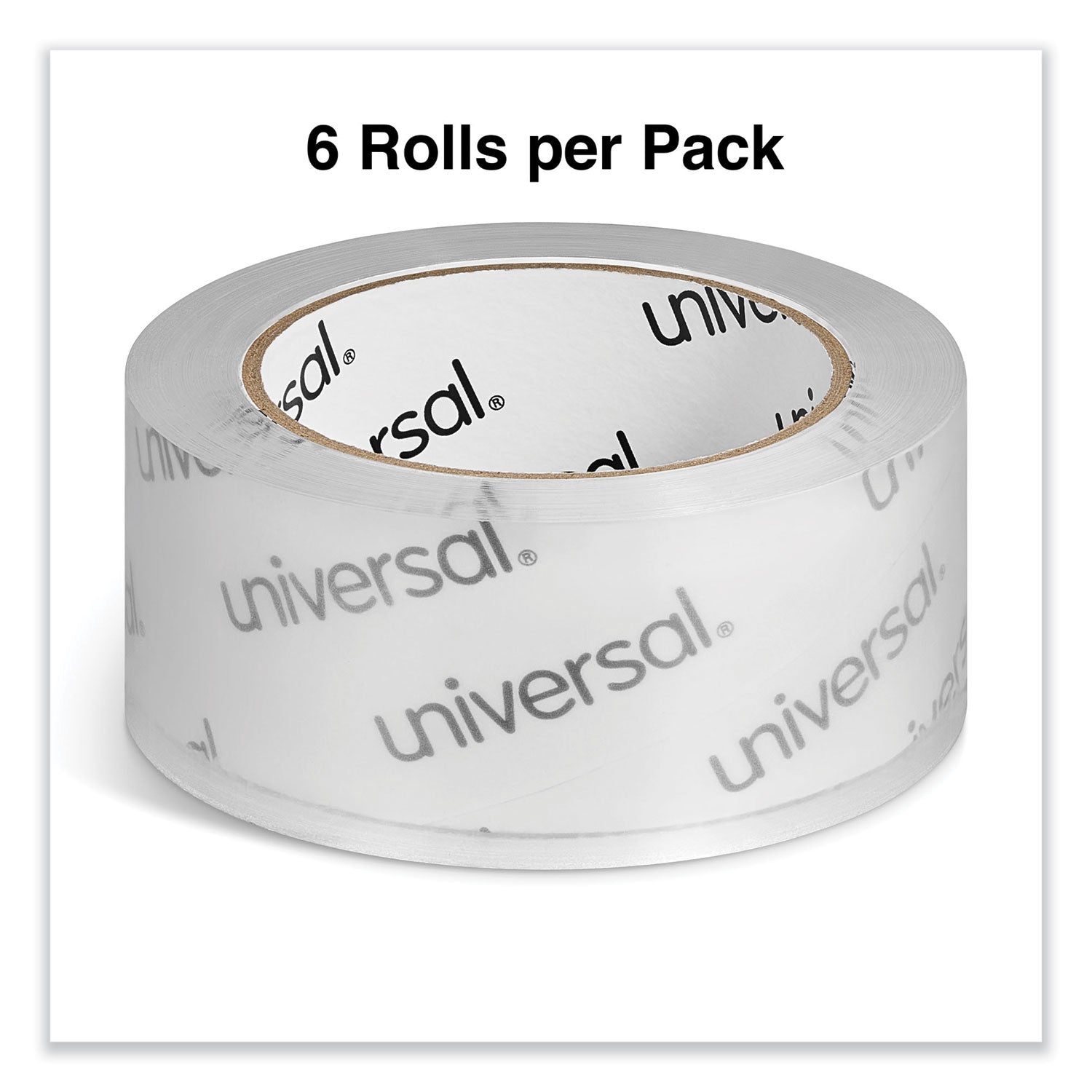 Universal Deluxe General-Purpose Acrylic Box Sealing Tape, 1.7 mil, 3" Core, 1.88" x 109 yds, Clear, 6/Pack (63120)