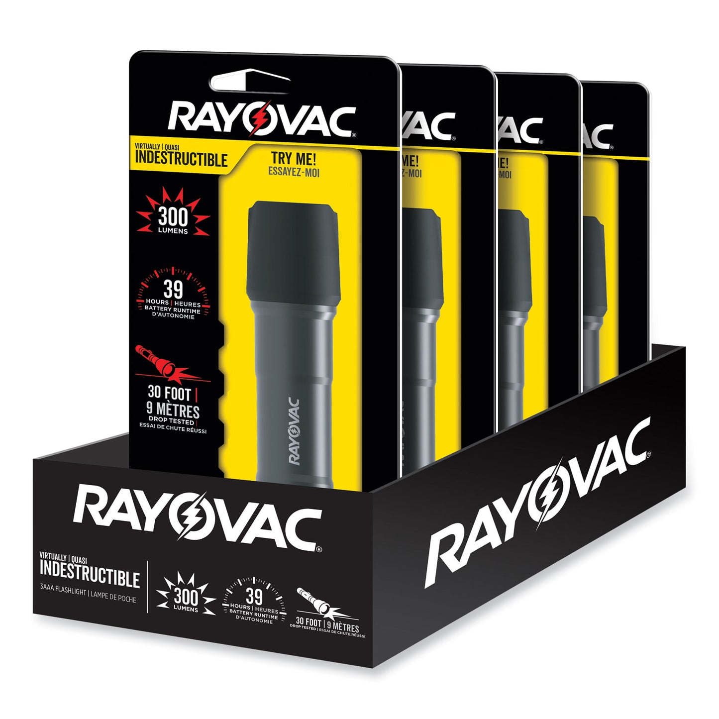 Rayovac Virtually Indestructible LED Flashlight, 3 AAA Batteries (Included), Black (ROVDIY3AAA1)