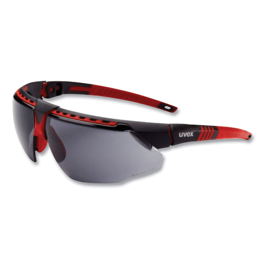 Uvex Avatar Safety Glasses, Black/Red Polycarbonate Frame, Gray Polycarbonate Lens (S2861HS)