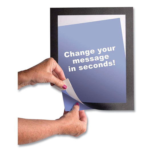 Deflecto Self Adhesive Sign Holders, 8.5 x 11 Insert, Clear with Black Border, 2/Pack (68776B)