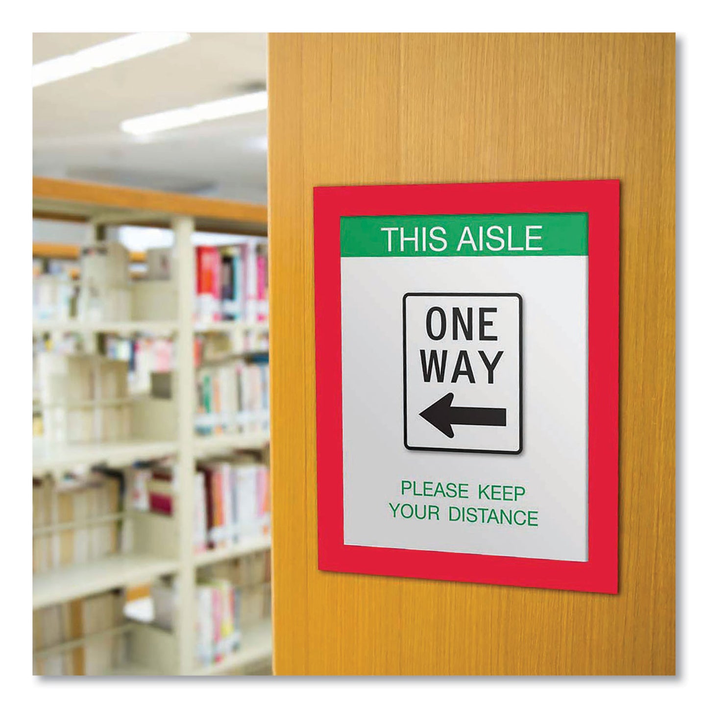 Deflecto Self Adhesive Sign Holders, 11 x 17 Insert, Clear with Red Border, 2/Pack (68886R)