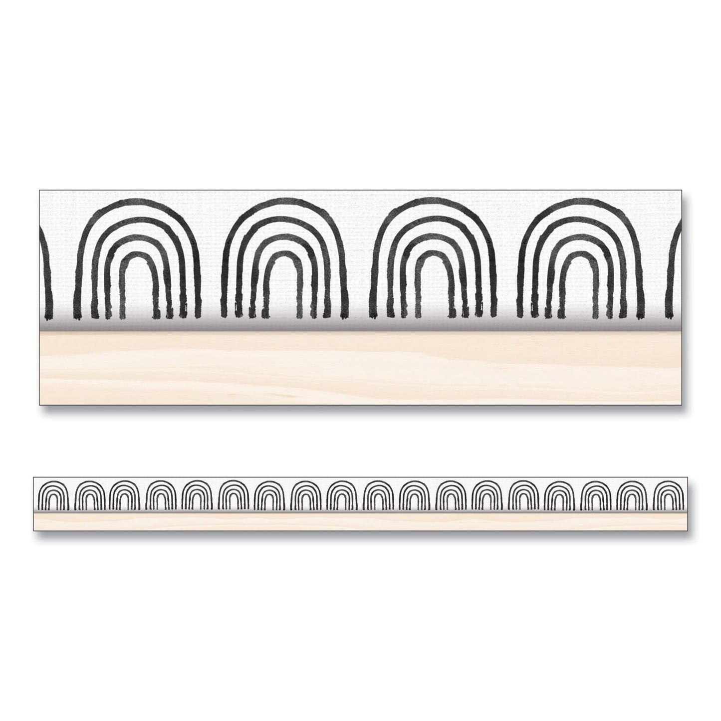 Carson-Dellosa Straight Borders, Rainbows, 3" x 3 ft, Black/White/Cream, 12/Pack (108502)