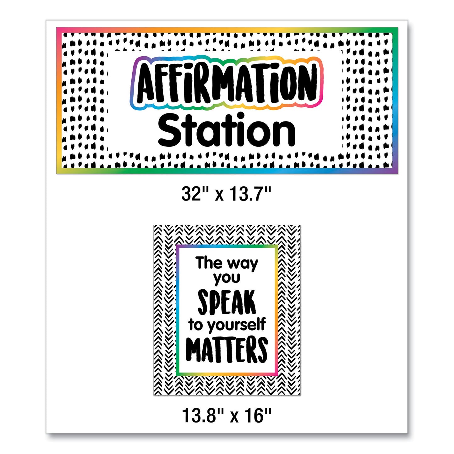 Carson-Dellosa Motivational Bulletin Board Sets, Affirmation Station, 13.8" x 16", Multicolor, 32/Set (110569)