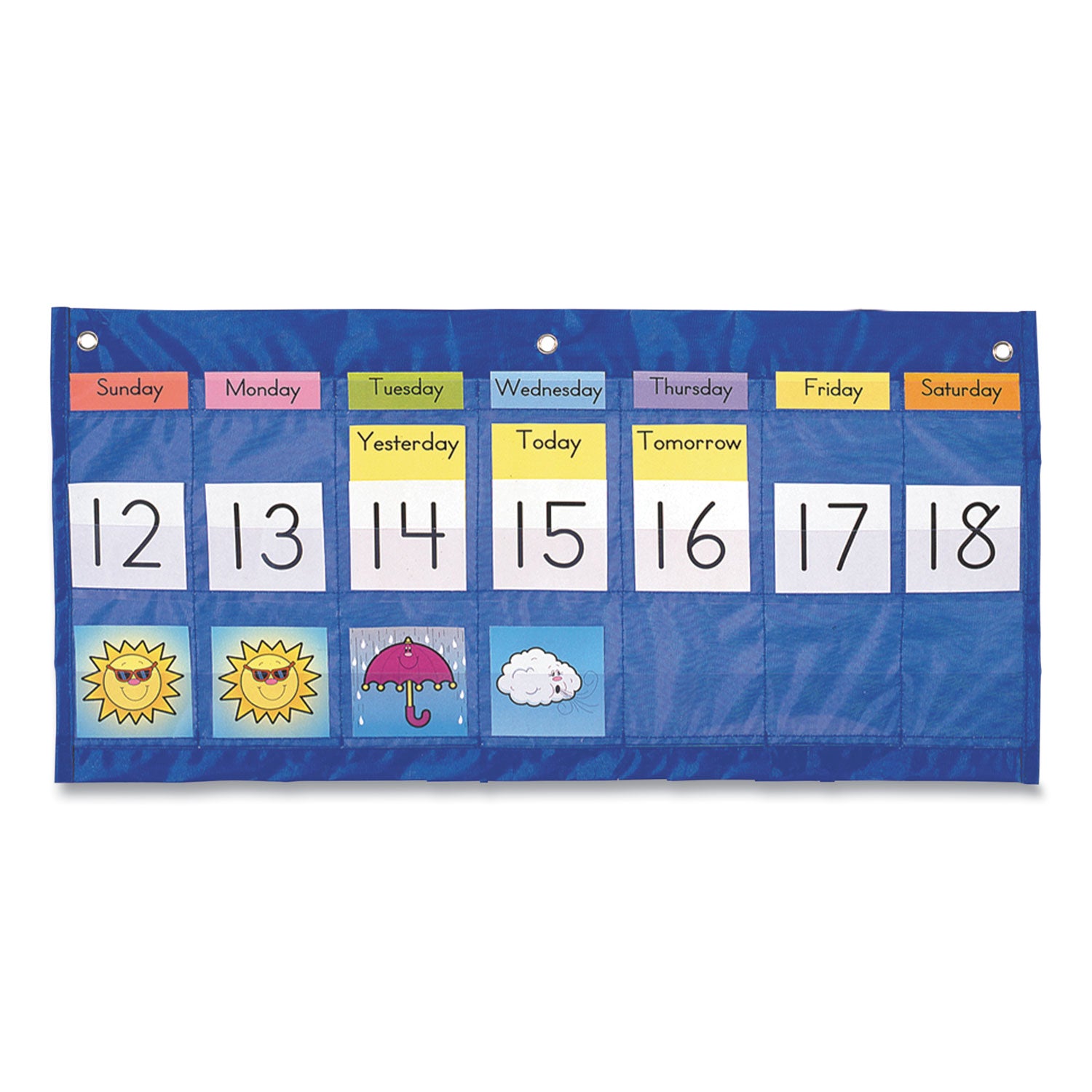 Carson-Dellosa Weekly Calendar with Weather, 21 Pockets, 25 x 12.75, Blue (5636)