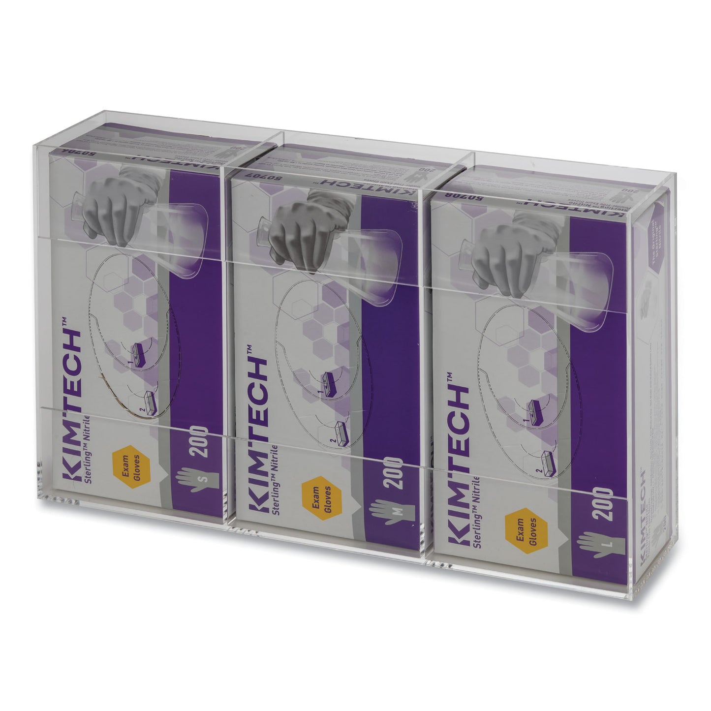 Kantek Triple Glove Dispenser, 10 x 4 x 16, Clear (AH135)