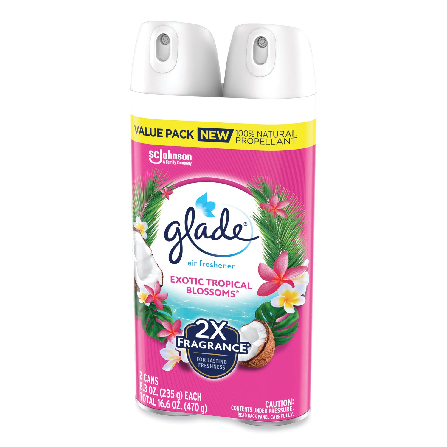 Glade Air Freshener, Tropical Blossoms Scent, 8.3 oz, 2/Pack, 3 Packs/Carton (346580)