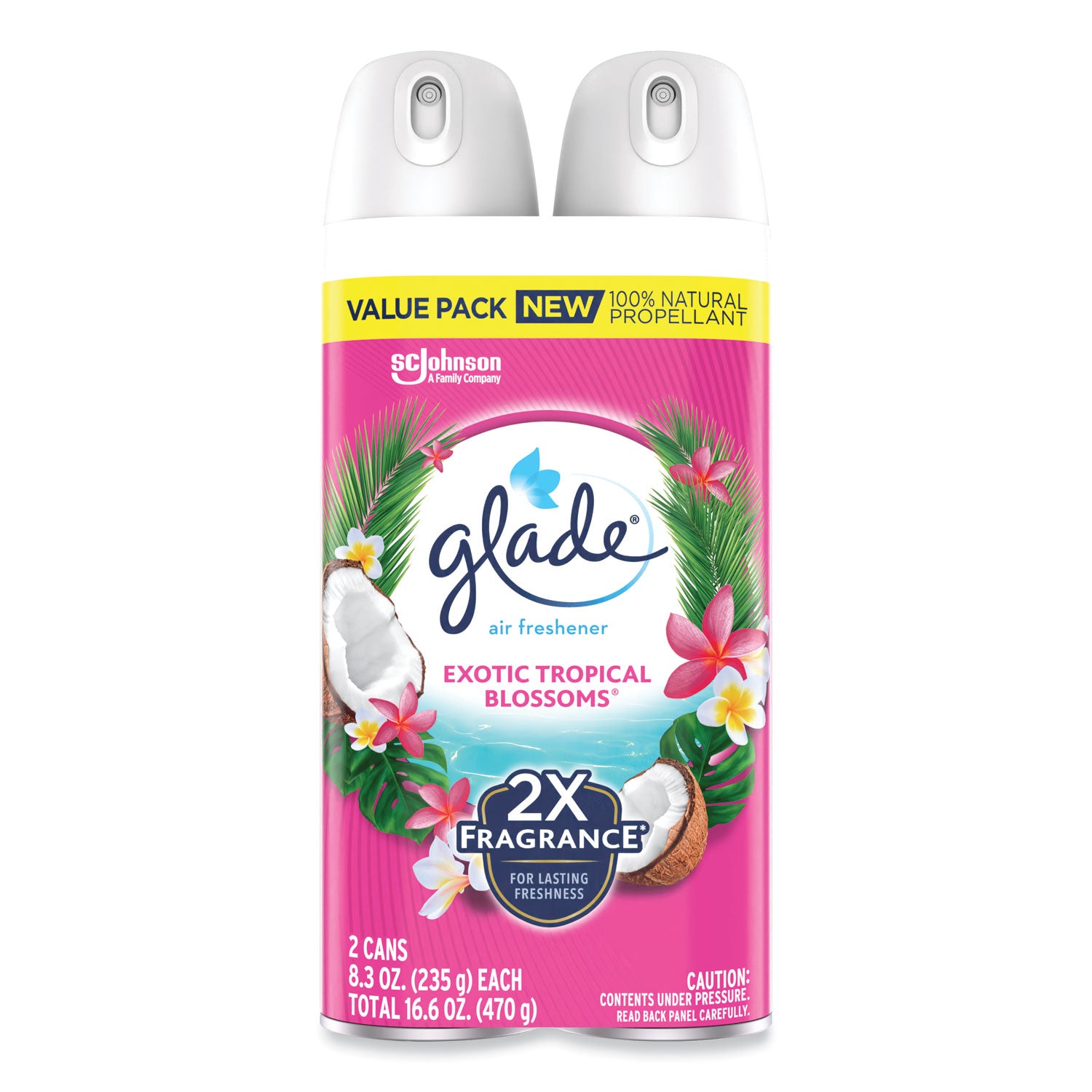 Glade Air Freshener, Tropical Blossoms Scent, 8.3 oz, 2/Pack, 3 Packs/Carton (346580)