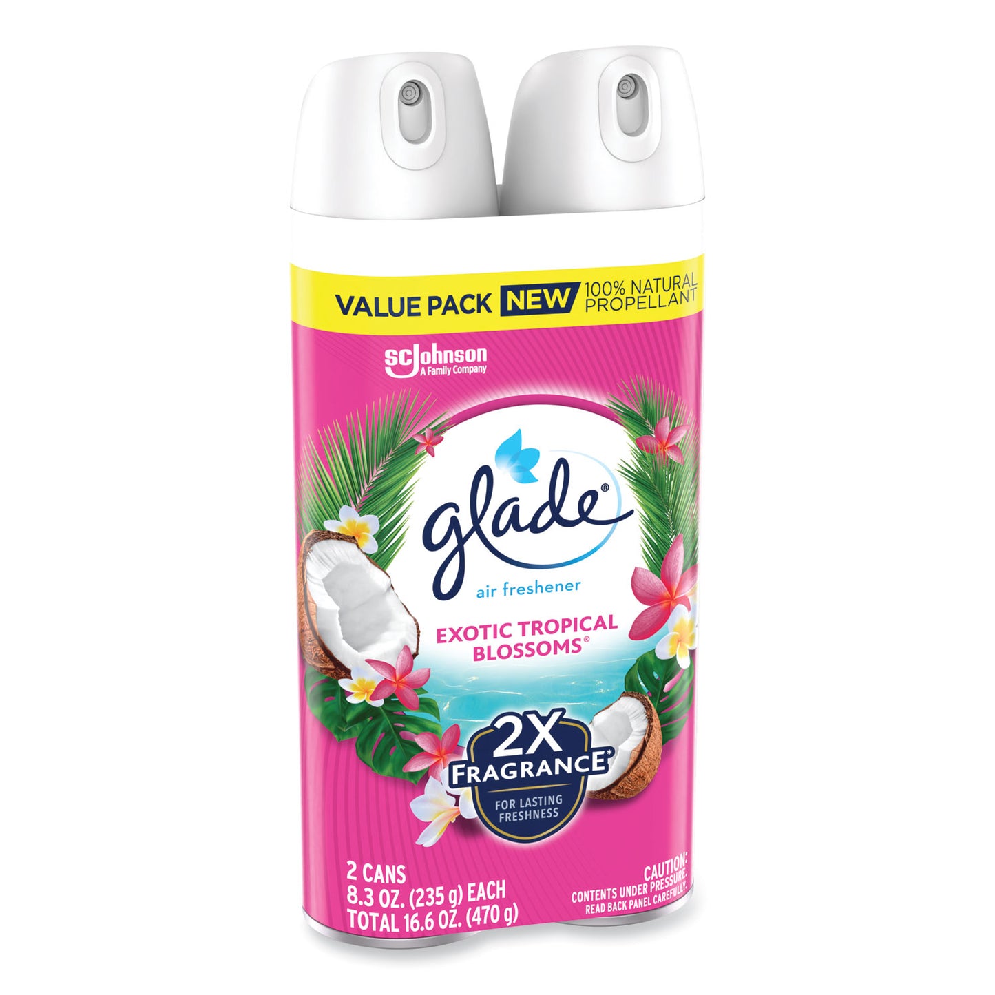 Glade Air Freshener, Tropical Blossoms Scent, 8.3 oz, 2/Pack, 3 Packs/Carton (346580)