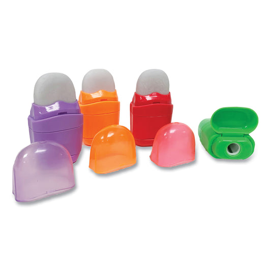 Charles Leonard One-Hole Pencil Sharpener/Eraser Combo, 1" x 0.75", Randomly Assorted Colors (80735)