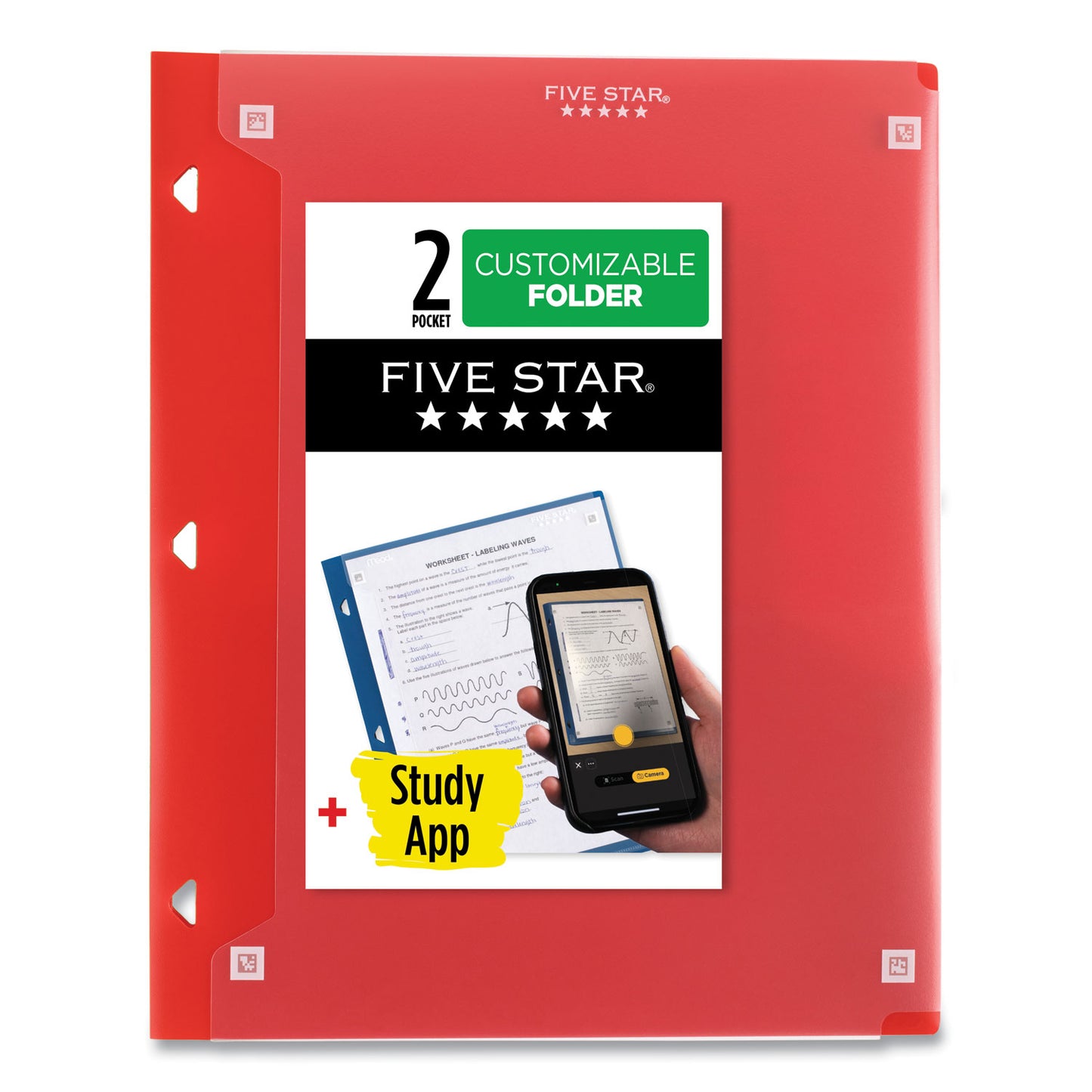 Five Star Two-Pocket Portfolio Clear View, 11" x 8.5", Randomly Assorted (33452)