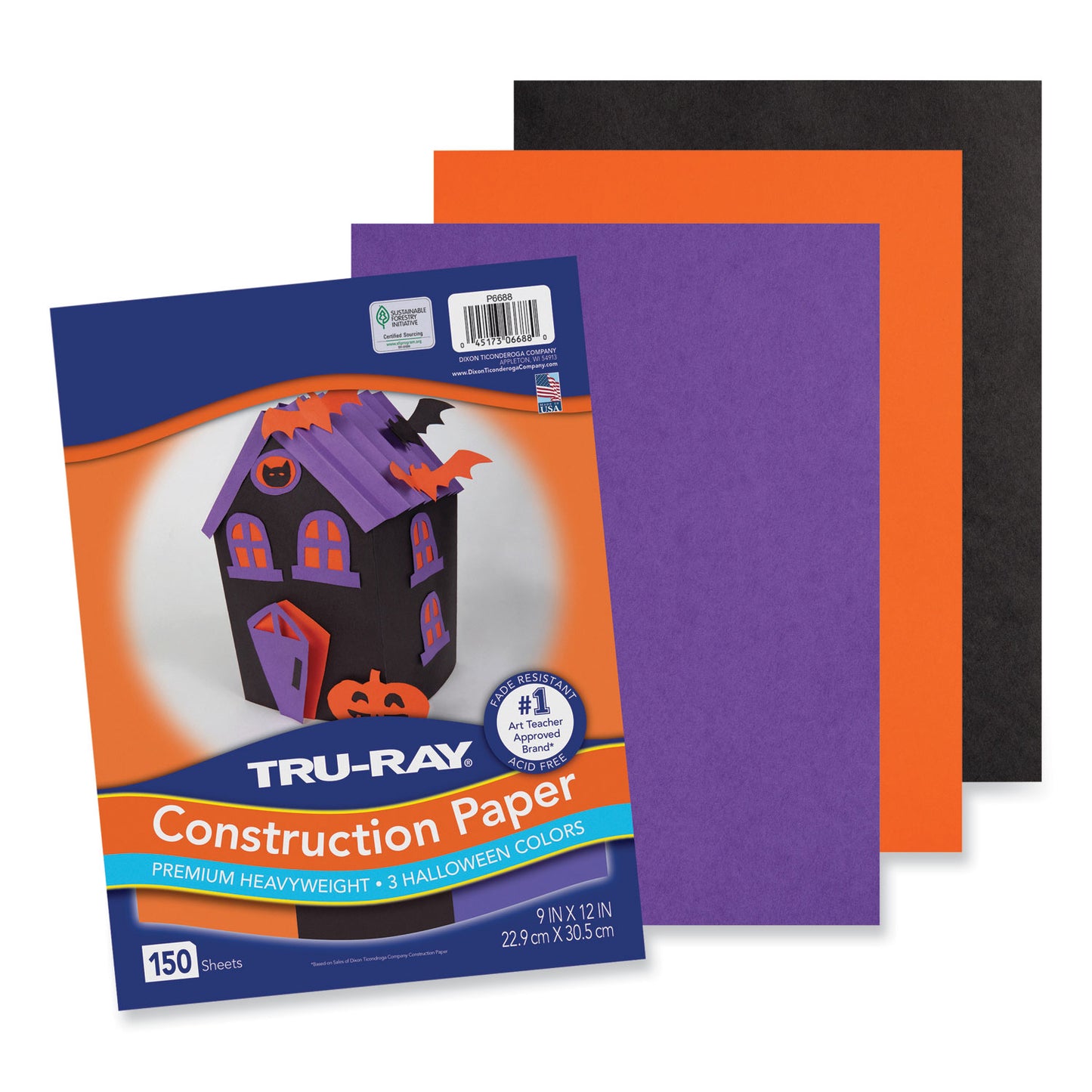 Pacon Tru-Ray Construction Paper, 70 lb Text Weight, 9 x 12, Assorted Halloween Colors, 150/Pack (P6688)