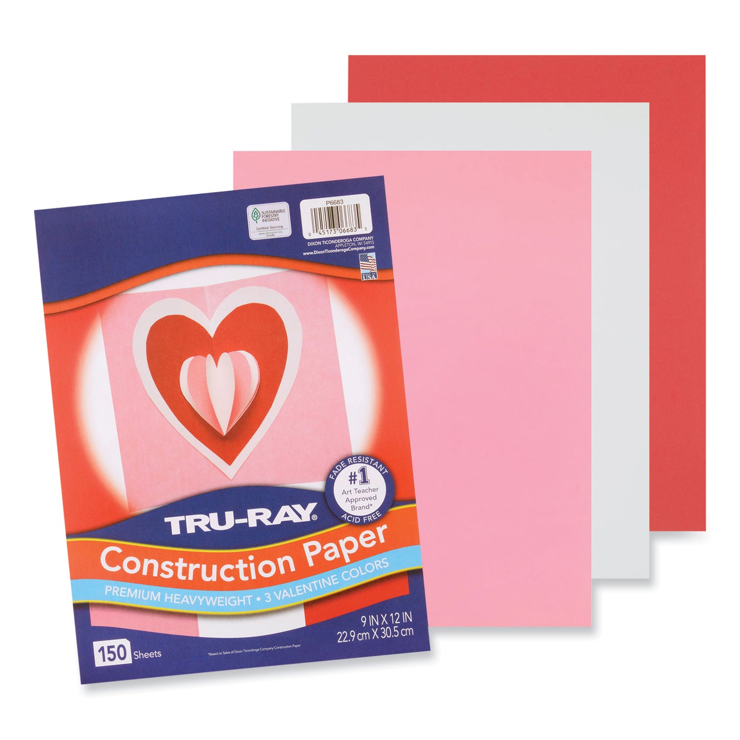 Pacon Tru-Ray Construction Paper, 70 lb Text Weight, 9 x 12, Assorted Valentine Colors, 150/Pack (P6683)