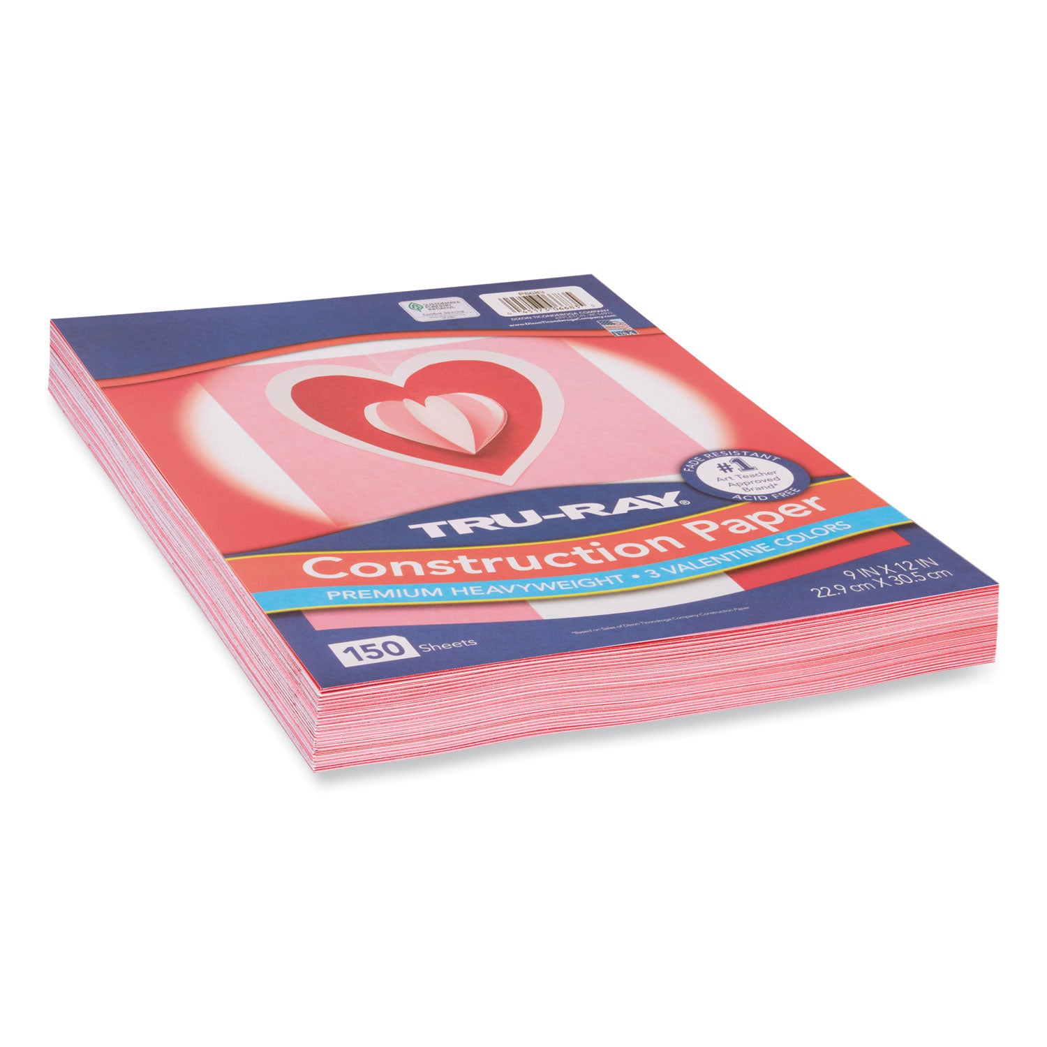 Pacon Tru-Ray Construction Paper, 70 lb Text Weight, 9 x 12, Assorted Valentine Colors, 150/Pack (P6683)