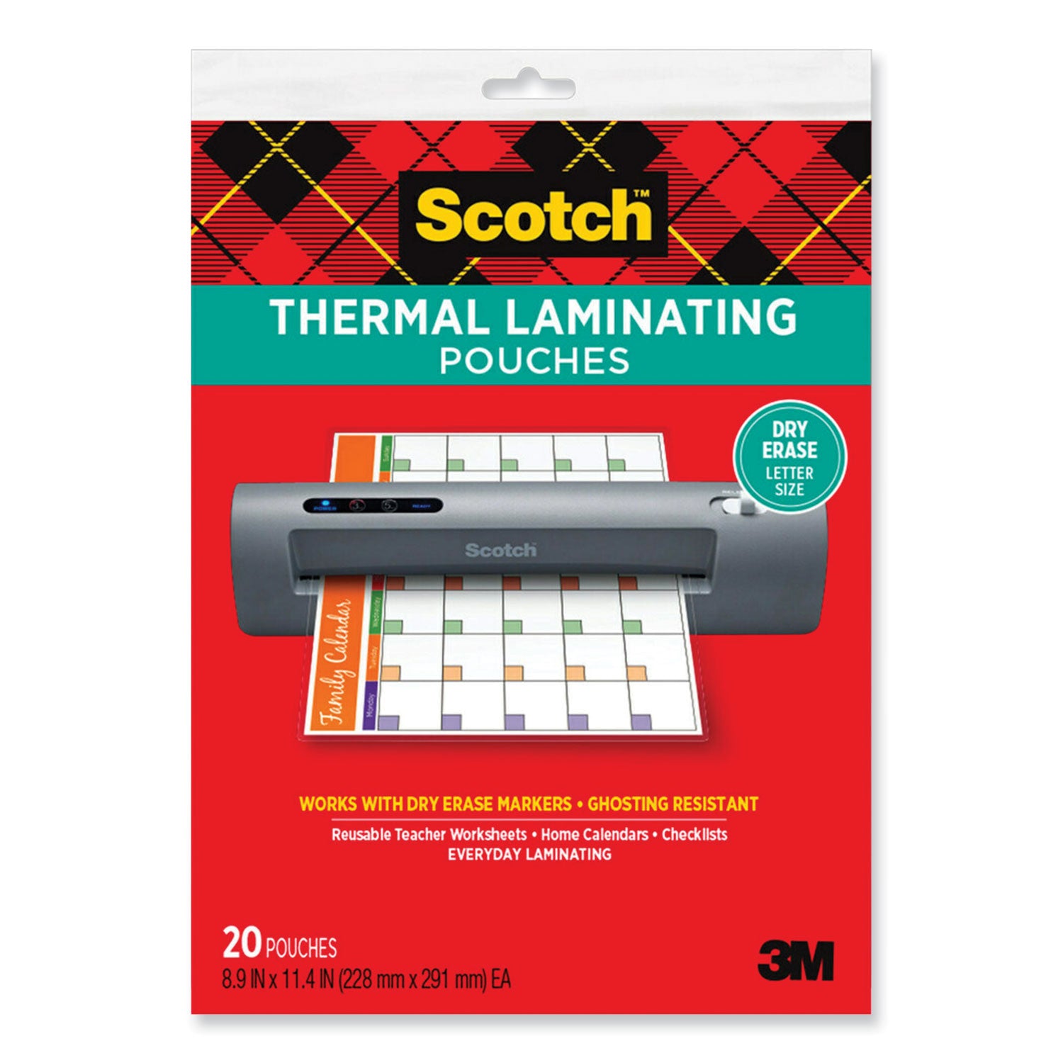 Scotch Laminating Pouches, 3 mil, 8.9 x 11.4, Clear, 20/Pack (TP385420DE)