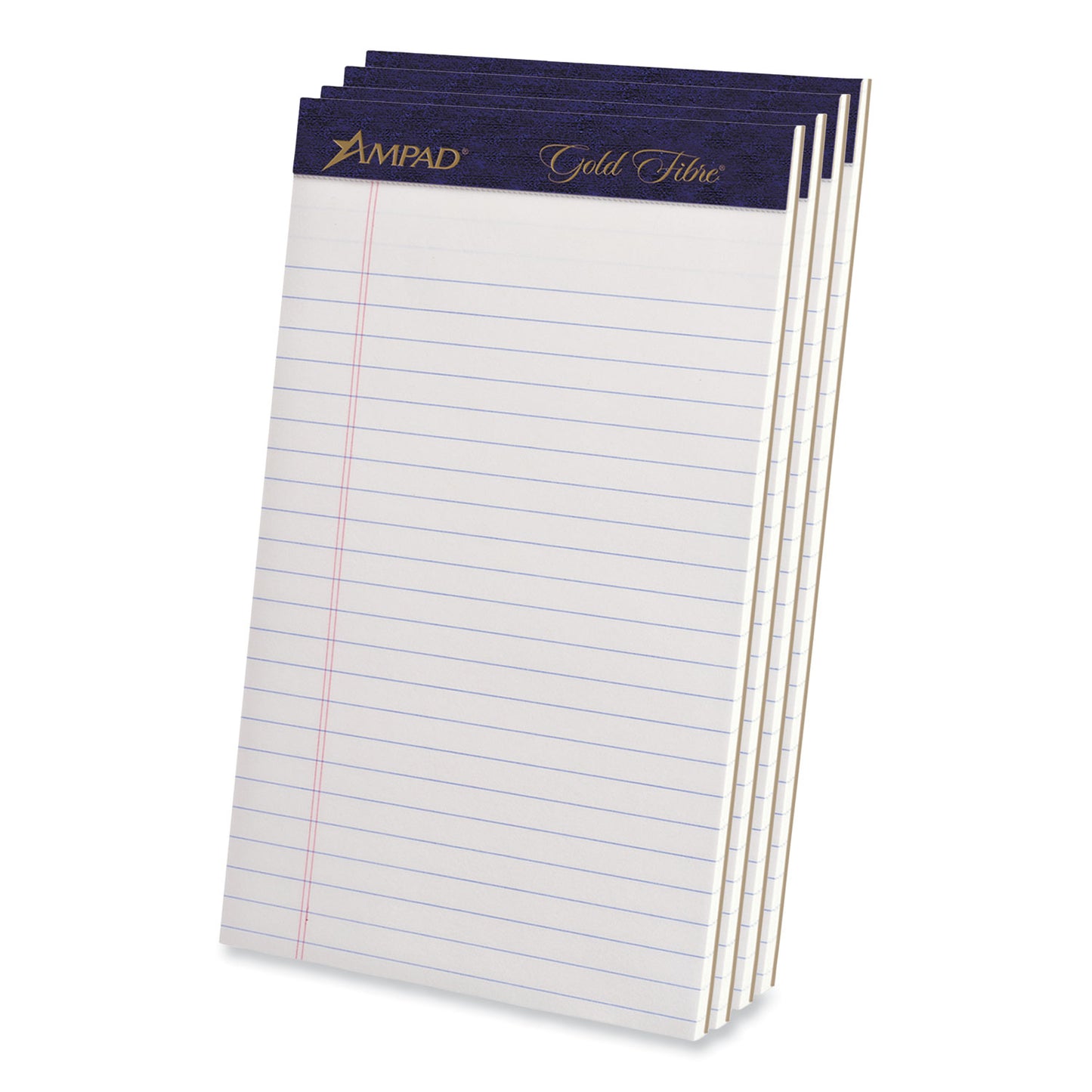 Ampad Gold Fibre Writing Pads, Narrow Rule, 50 White 5 x 8 Sheets, 4/Pack (20018)