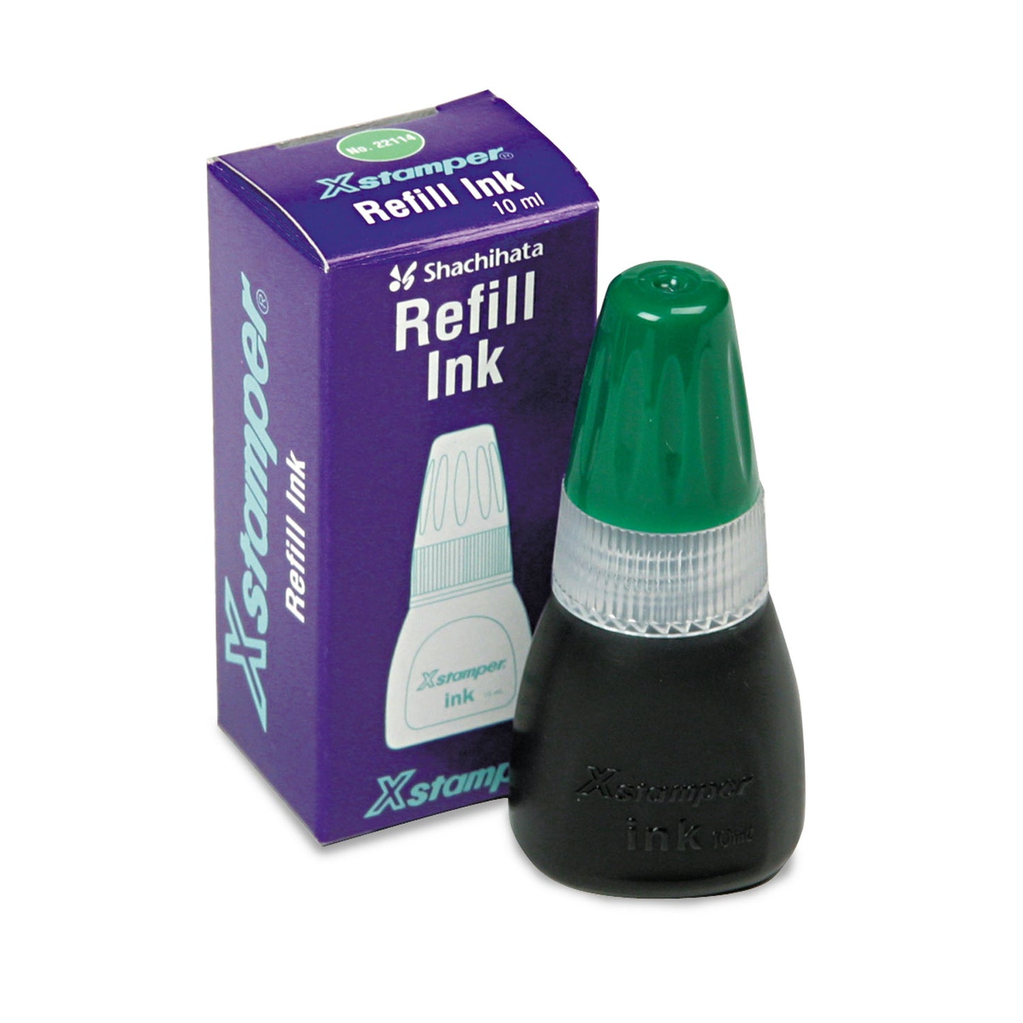 Refill Ink for Xstamper Stamps, 10 mL Bottle, Green (22114)