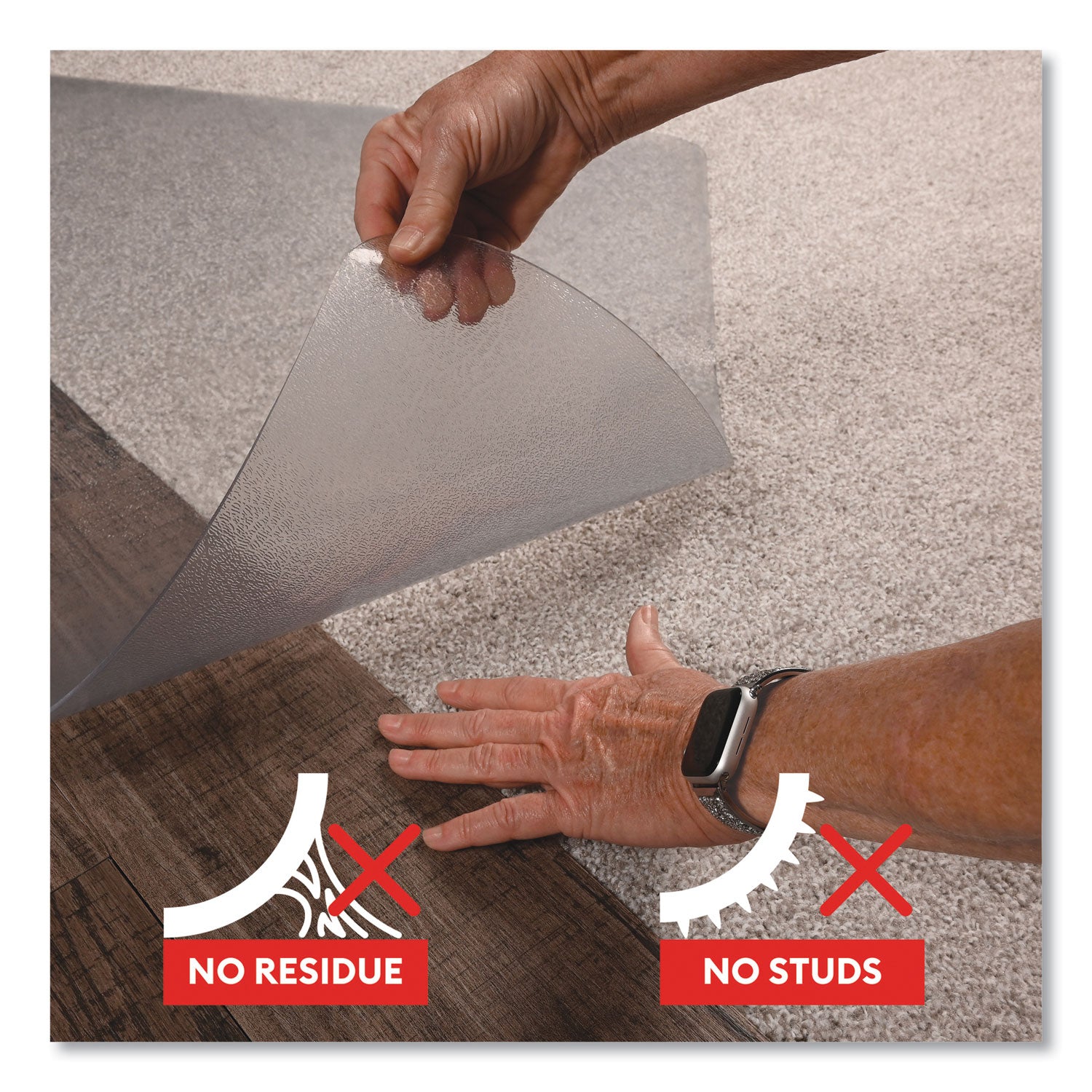 Deflecto SuperGrip Chair Mat, Rectangular, 48 x 36, Clear, Ships Rolled (CM23140SPR6C)