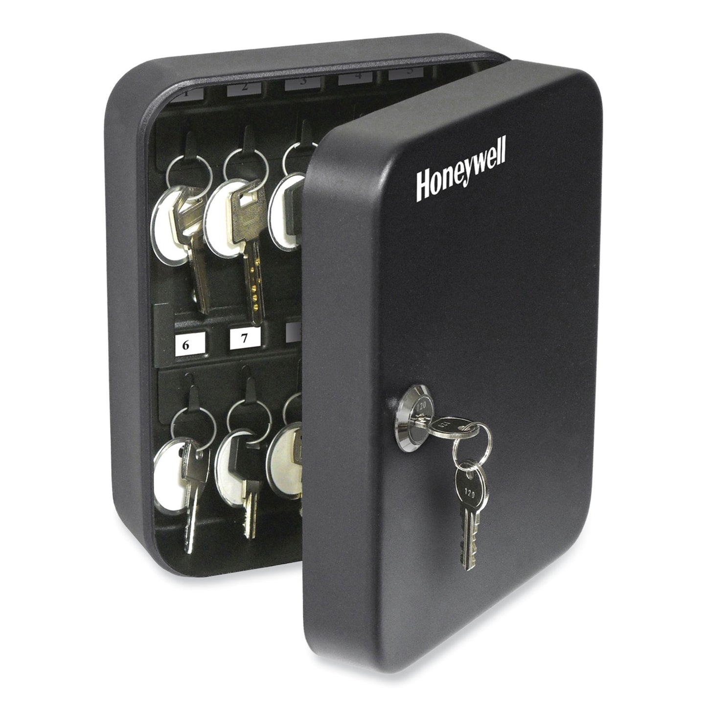 Honeywell 24-Slot Key Box, 6.3 x 2.9 x 7.8, Steel, Black (6105)