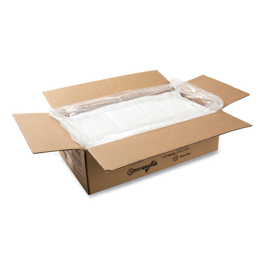 AmerCareRoyal Polypropylene Cutlery, Soda Spoon, 7.87", White, 1,000/Carton (P2303W)