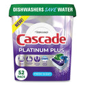 Cascade Platinum Plus ActionPacs Dishwasher Detergent Pods, Fresh Scent, 28.4 oz Tub, 52/Tub, 3 Tubs/Carton (06156)