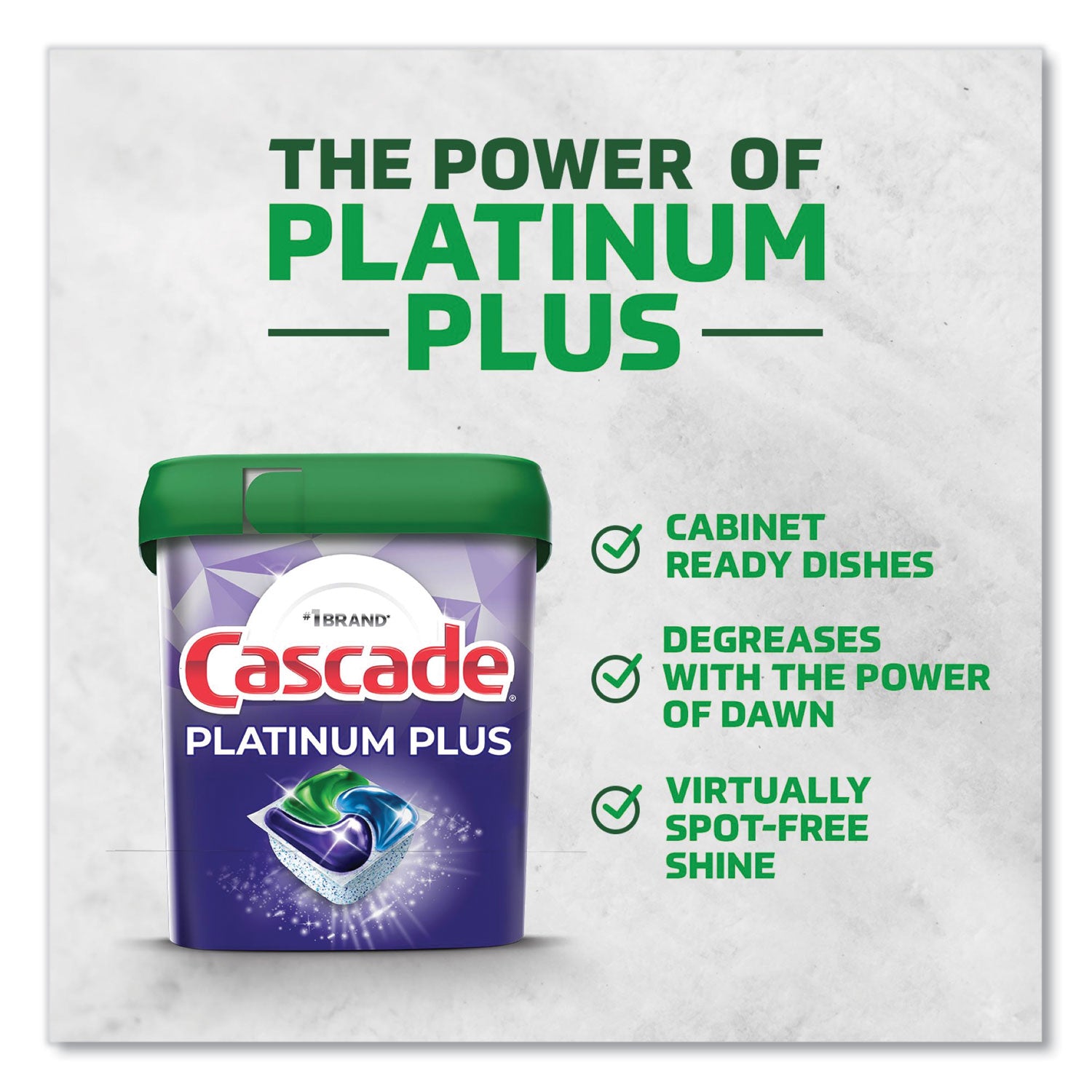 Cascade Platinum Plus ActionPacs Dishwasher Detergent Pods, Fresh Scent, 28.4 oz Tub, 52/Tub, 3 Tubs/Carton (06156)