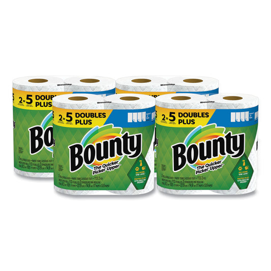 Bounty Select-a-Size Kitchen Roll Paper Towels, 2-Ply, White, 6 x 11, 113 Sheets/Roll, 2 Double Plus Rolls/Pack, 4 Packs/Carton (08362)