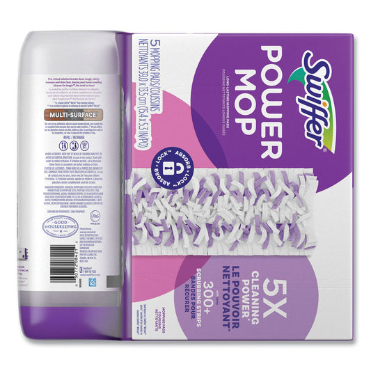 Swiffer PowerMop Cleaning Solution and Pads Refill Pack, Lavender, 25.3 oz Bottle and 5 Pads per Pack, 4 Packs/Carton (09117)