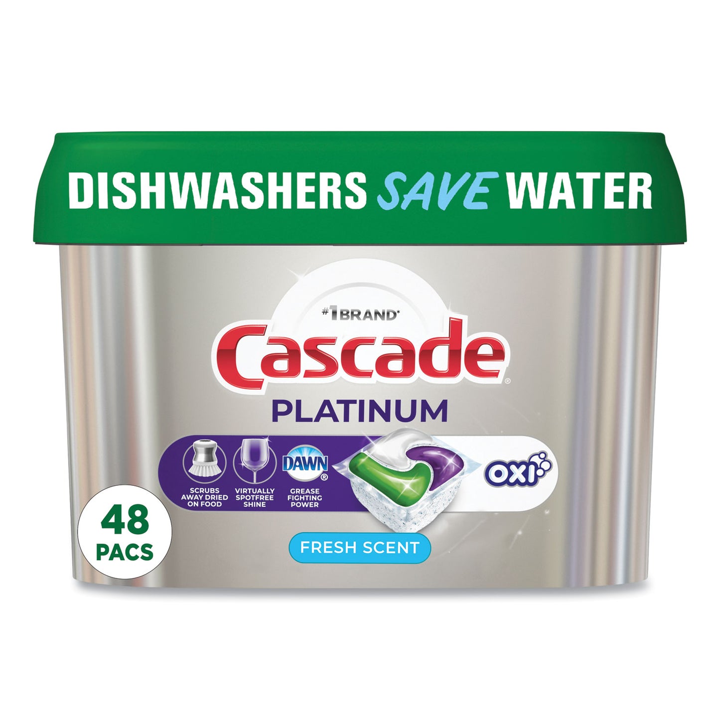 Cascade ActionPacs, Fresh Scent, 26.7 oz Tub, 48/Tub, 3 Tubs/Carton (27425)