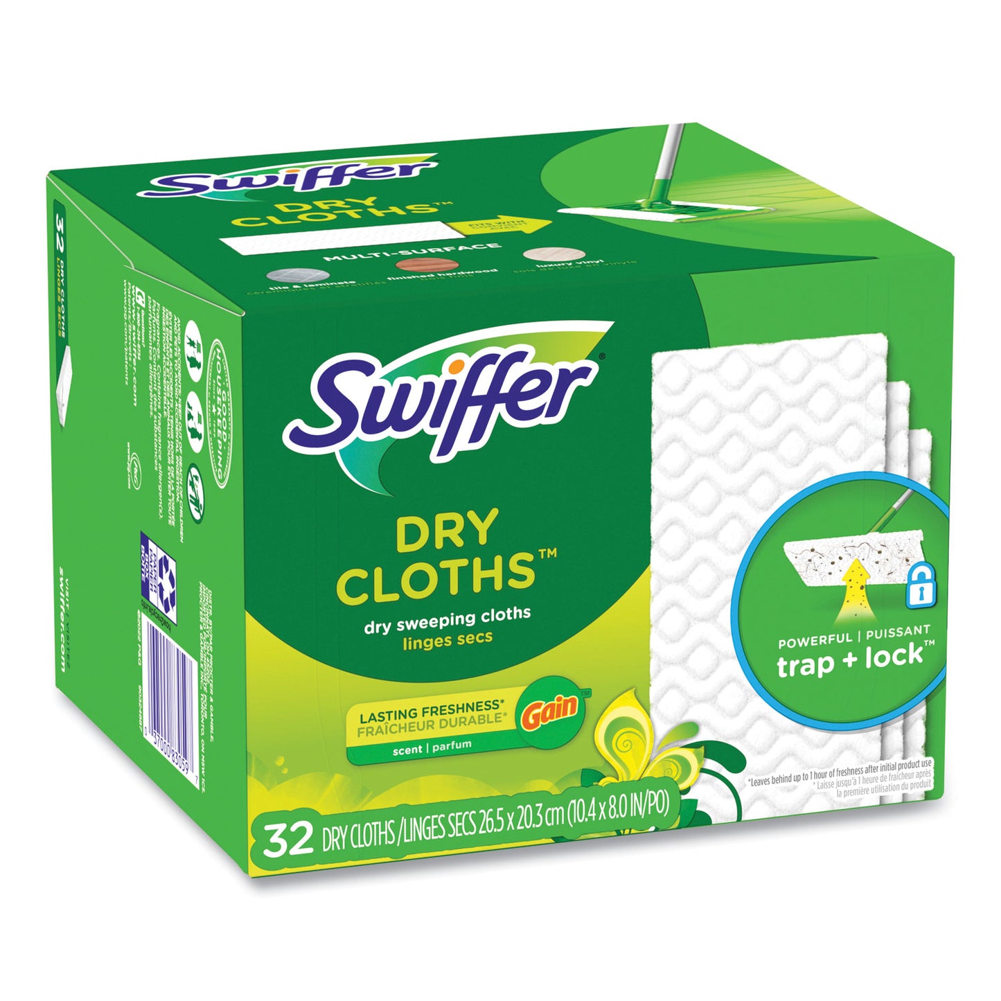 Swiffer Dry Refill Cloths. 8 x 10.4, White, 32 Box, 4 Boxes/Carton (83059)