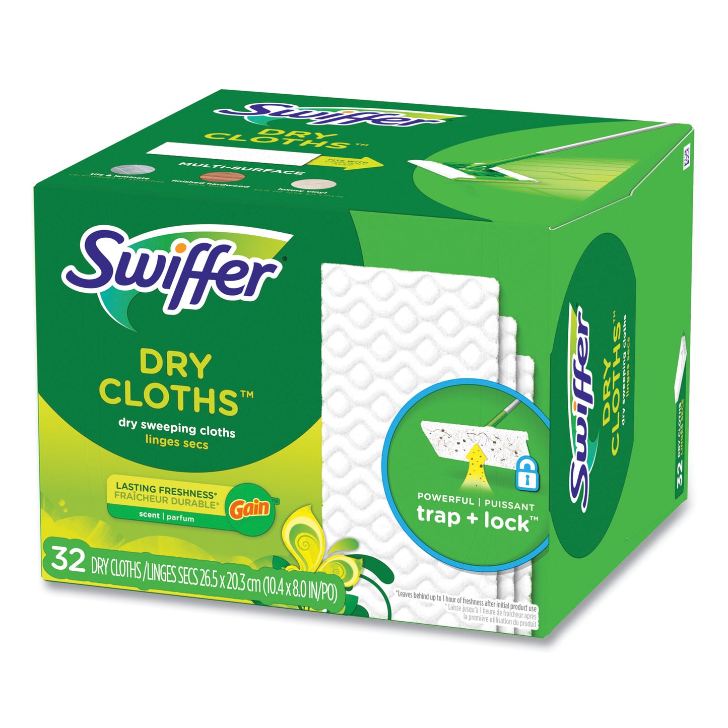 Swiffer Dry Refill Cloths. 8 x 10.4, White, 32 Box, 4 Boxes/Carton (83059)