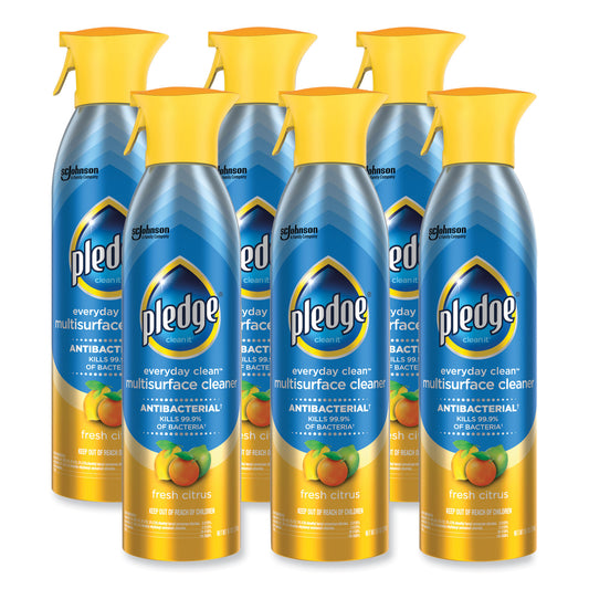 Pledge Multi Surface Antibacterial Everyday Cleaner, 9.7 oz Aerosol Spray, 6/Carton (336276)