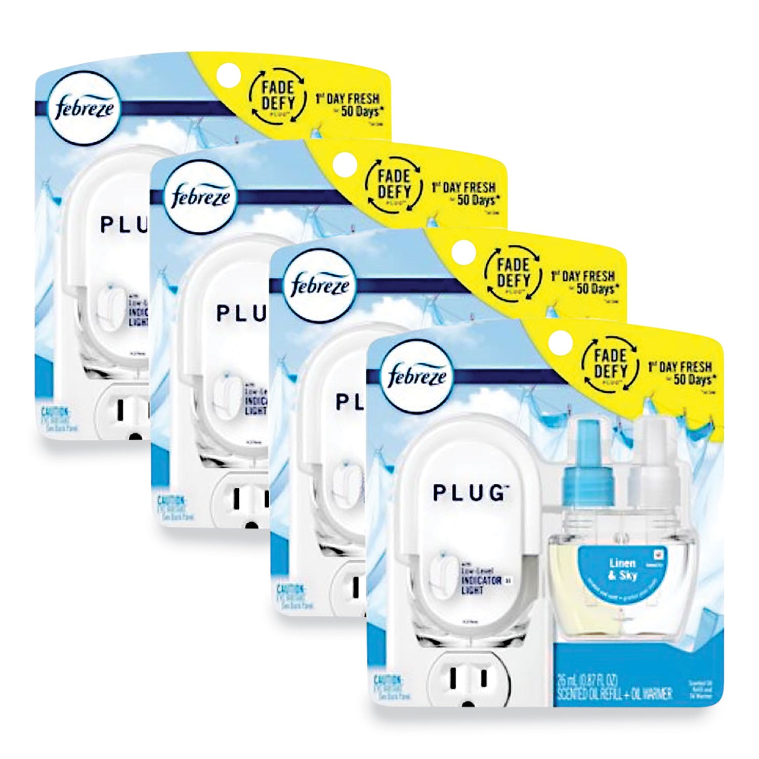 Febreze PLUG Air Freshener Warmer Start Kit, 6.54 x 2.99 x 5.98, Clear/White, 4/Carton (68235)