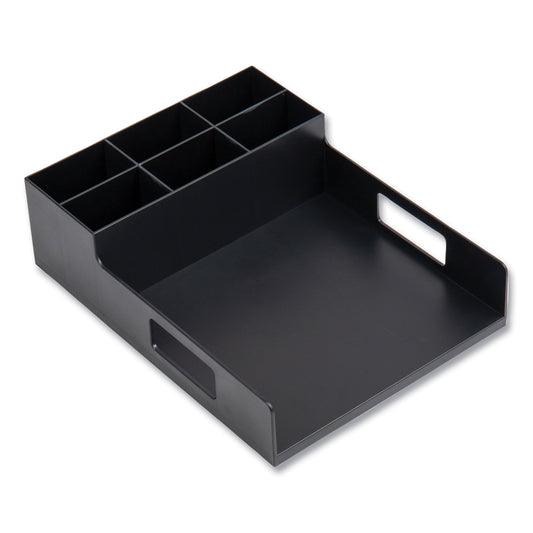 Network Collection Utensil, Napkin And Plate Countertop Organizer, 15.2 X 11.5 X 4.45, Plastic, Black